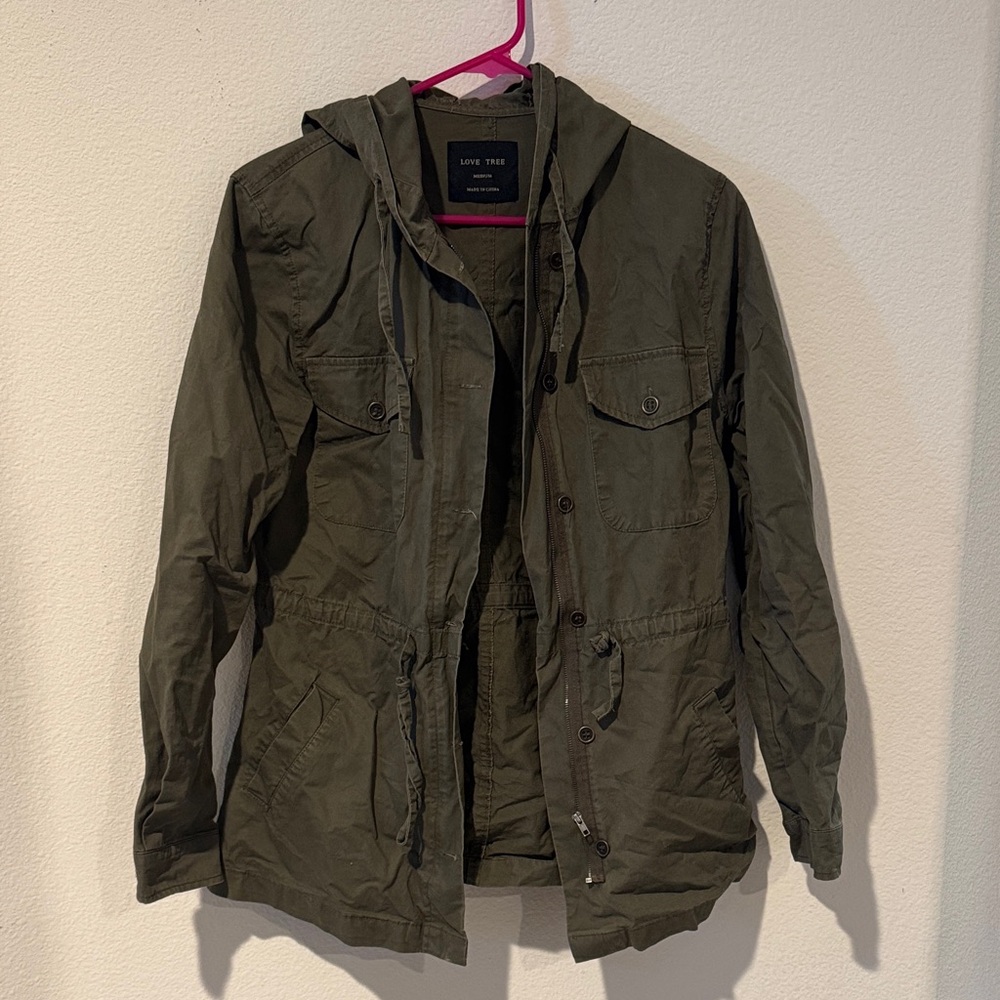 Love Tree Olive Utility Jacket